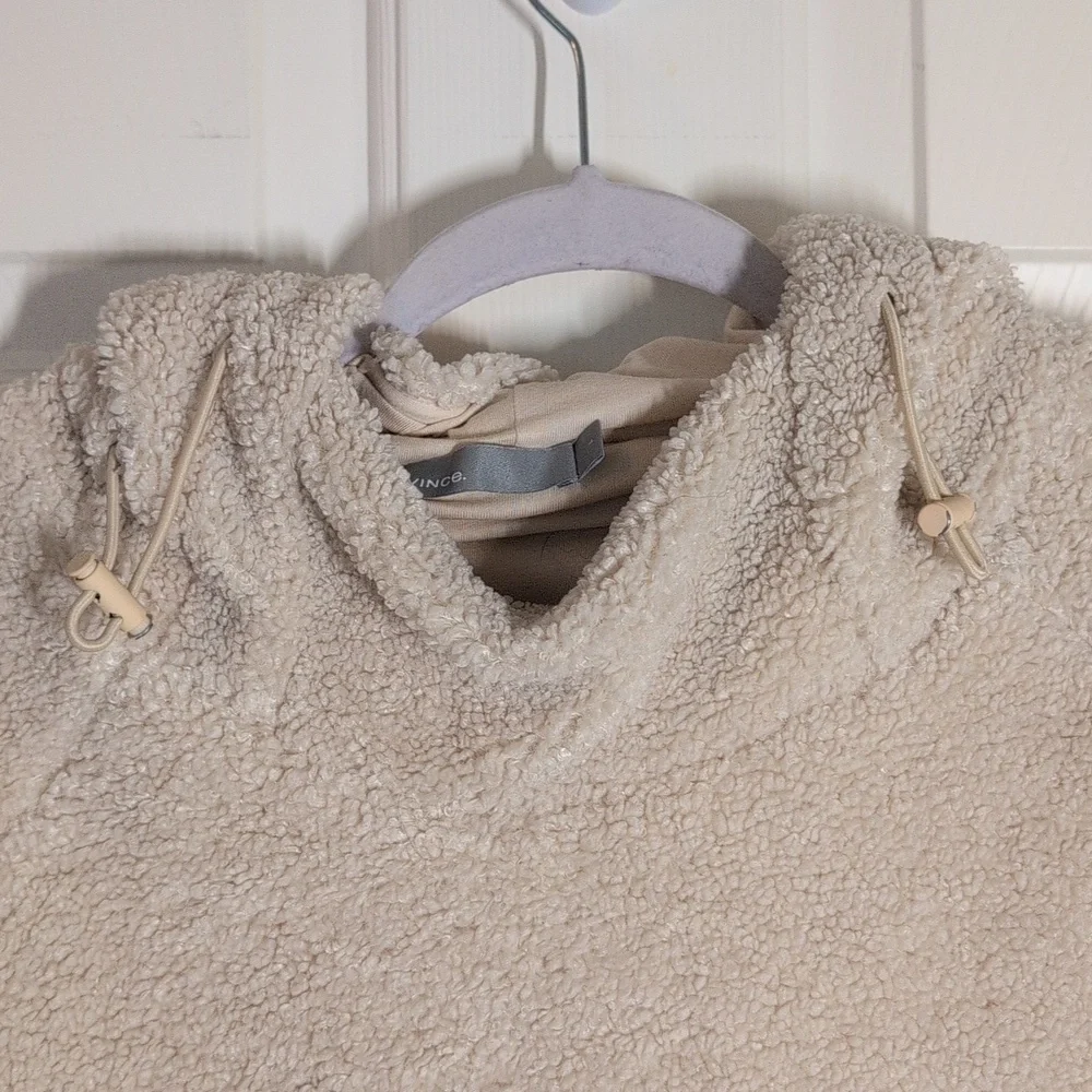 Vince Cream Sandlewood Sherpa Oversized Hooded Pullover Large - Picture 7 of 10